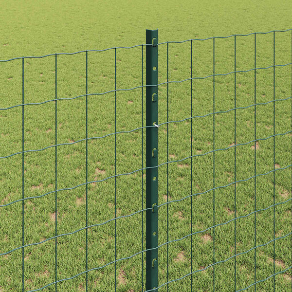 vidaXL Fence with Post Green 1.4 x 10 m Steel and PVC