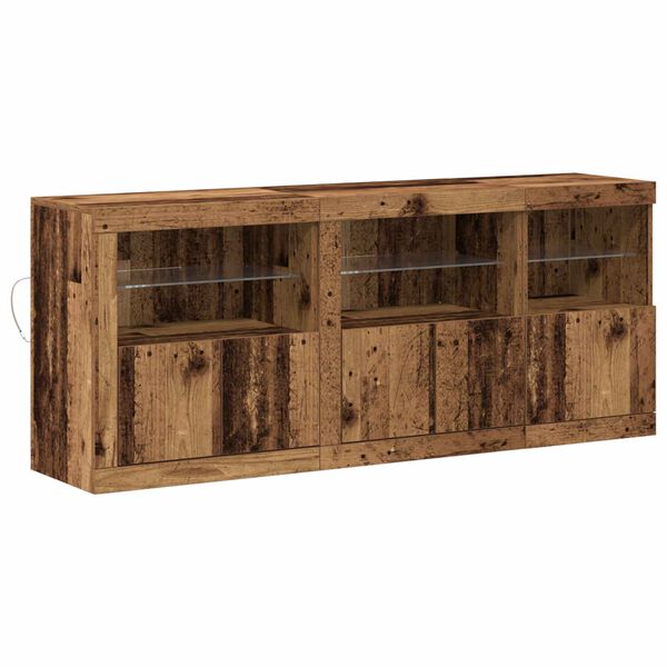 vidaXL LED Sideboard Old Wood 162 x 37 x 67 cm Engineered Wood