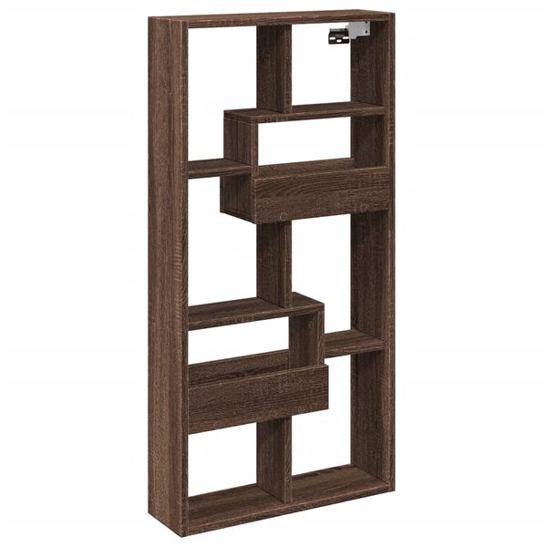 vidaXL Wall Cabinet Brown Oak 50x15x100 cm Engineered Wood