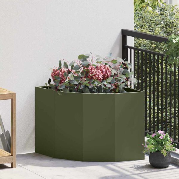 vidaXL Corner Planter Olive green 60 x 60 x 50 cm Steel