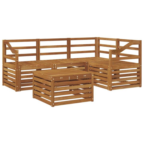 vidaXL Outdoor Sofa Set 5 pcs Natural Solid Acacia Wood