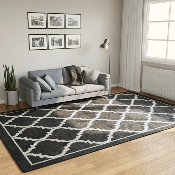 vidaXL Rug Washable Black and White 190x300 cm