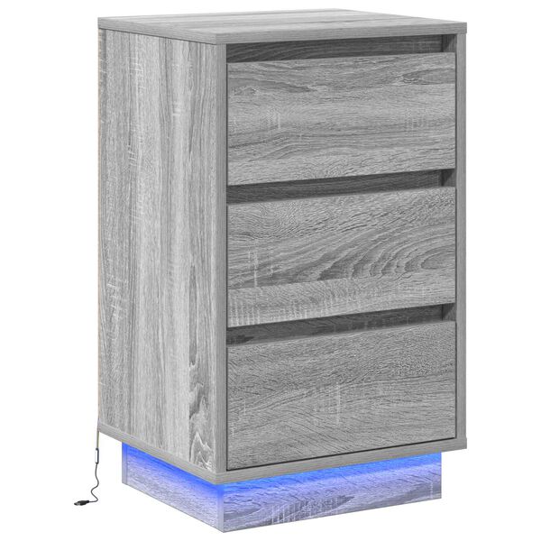 vidaXL Bedside Cabinet Grey 39 x 34.5 x 65 cm Engineered wood