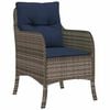vidaXL Garden Dining Set with Cushion 7 pcs Grey Poly Rattan