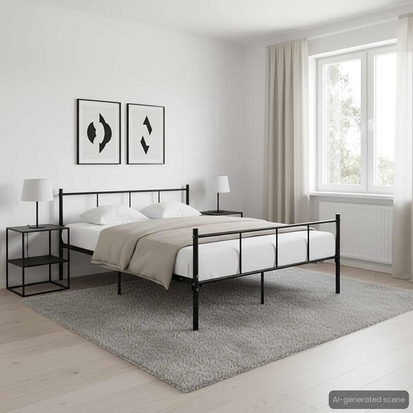 vidaXL Bed Frame without Mattress Black Metal 140x200 cm
