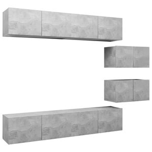 vidaXL 6 Piece TV Cabinet Set Concrete Grey Engineered Wood
