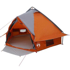 vidaXL Teepee Tent 4-Person Grey and Orange 388 x 320 x 169 cm