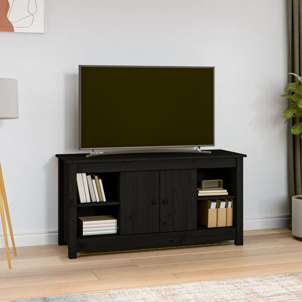 vidaXL TV Cabinet Black 103x36,5x52 cm Solid Wood Pine