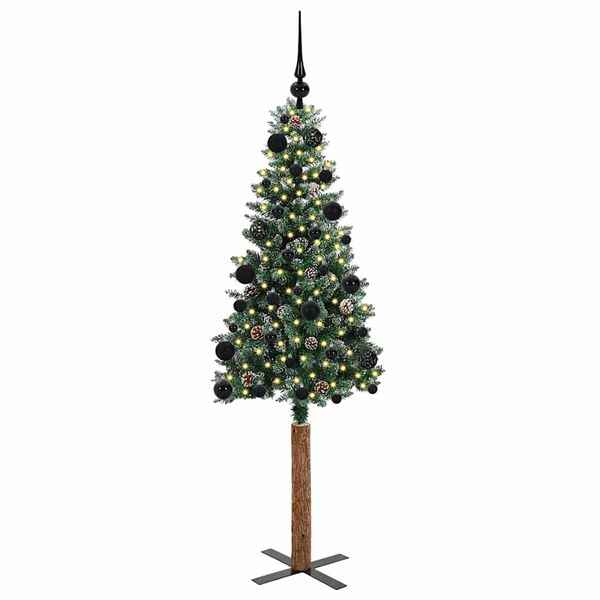 vidaXL Slim Christmas Tree Green 150 cm PVC and Solid Pine wood