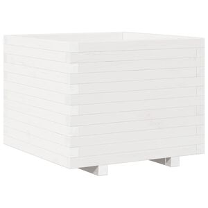 vidaXL Garden Planter White 60x60x49.5 cm Solid Wood Pine