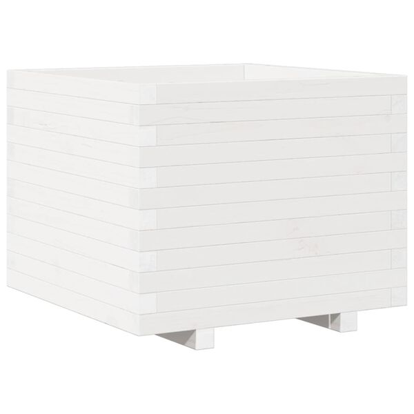 vidaXL Garden Planter White 60x60x49.5 cm Solid Wood Pine