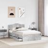 vidaXL Bed Frame with Drawer Concrete Grey 120 x 190 cm Engineer Wood