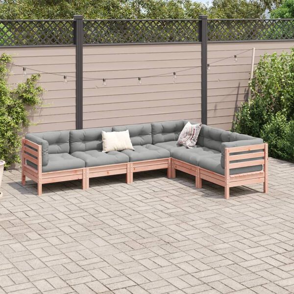 vidaXL 6 Piece Garden Sofa Set with Cushions Solid Wood Douglas Fir