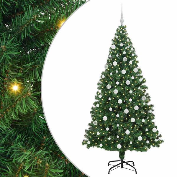 vidaXL Artificial Christmas Tree with 300 LEDs with Stand Green 180 cm