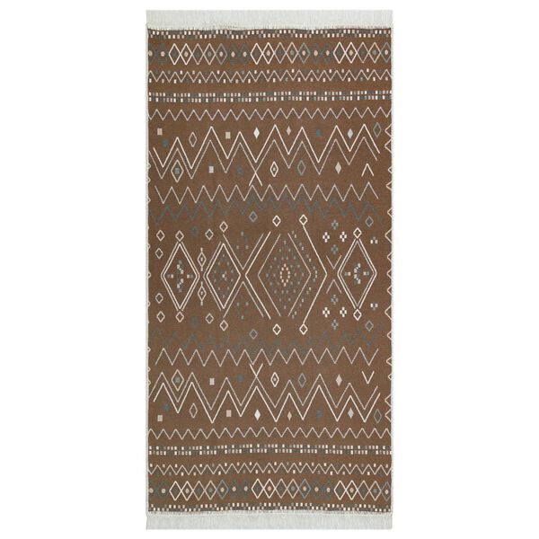 vidaXL Rug Beige and Blue 100x200 cm Cotton