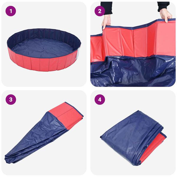 vidaXL Foldable Dog Swimming Pool Red and Blue 120 x 120 x 30 cm PVC
