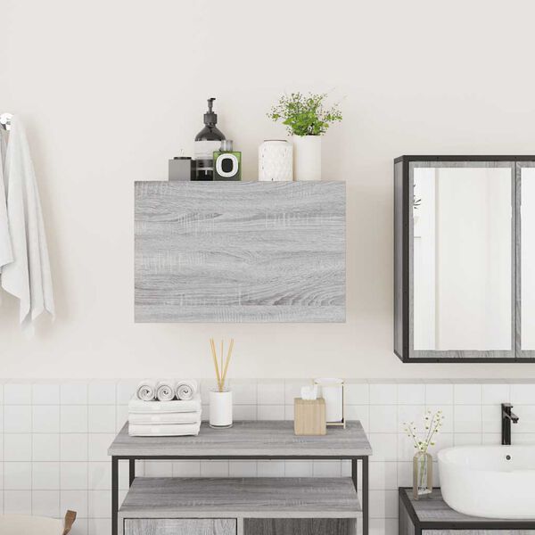vidaXL Bathroom Wall Cabinet Grey Sonoma 60x25x40 cm Engineered Wood