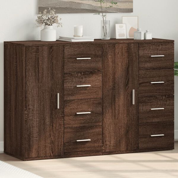 vidaXL Sideboards 2 pcs Brown Oak 59x39x80 cm Engineered Wood