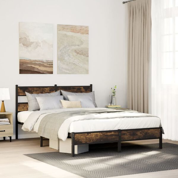 vidaXL Bed Frame without Mattress Smoked Oak 80x200 cm Engineered Wood