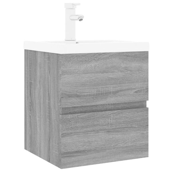 vidaXL Sink Cabinet with Built-in Basin Grey Sonoma Engineered Wood