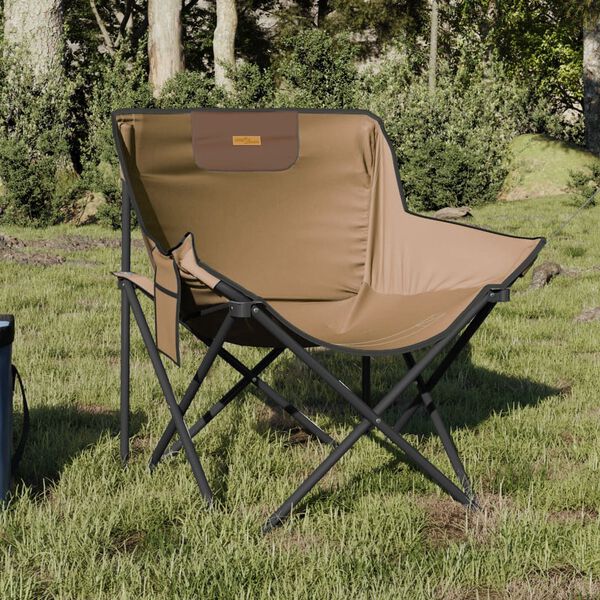 vidaXL Camping Chairs with Pocket Foldable 2 pcs Brown