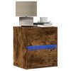 vidaXL Wall-mounted Bedside Cabinet with LED Lights Smoked Oak