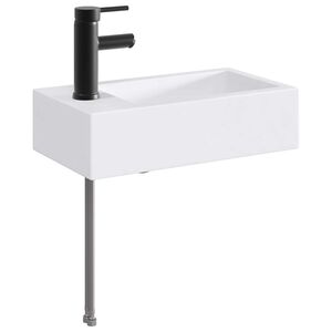 vidaXL Bathroom Sink with Faucet and Drain Matte Black
