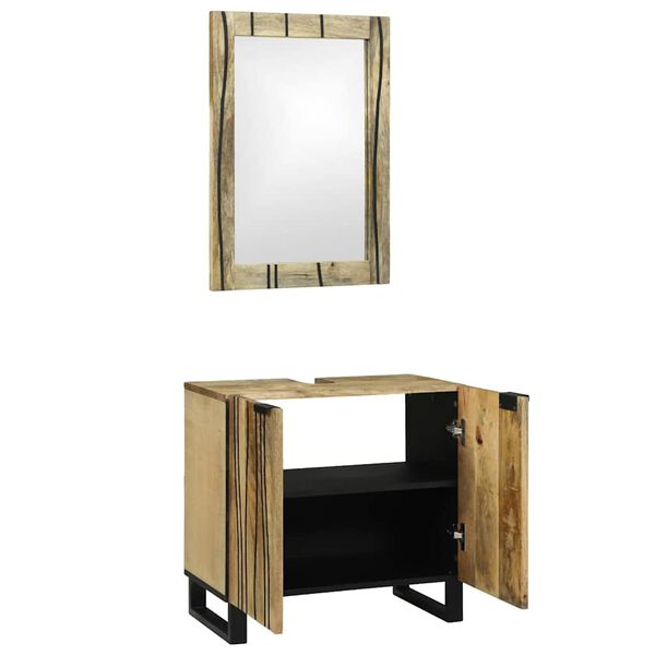 vidaXL Bathroom Furniture Set with Shelf 2 pcs Brown Engineered Wood