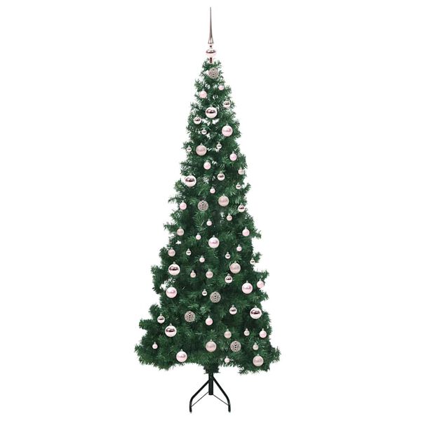 vidaXL Corner Artificial Christmas Tree Green 210 cm PVC and Metal