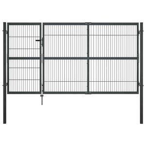 vidaXL Garden Gate with Posts Steel 350x140 cm Anthracite