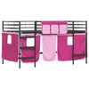 vidaXL Kids'Loft Bed Frame with Curtains Black and Pink 100 x 201 cm