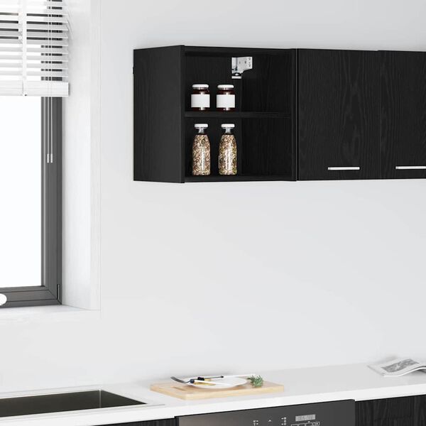 vidaXL Hanging Cabinet Black Oak 40 x 29.5 x 40 cm Engineered Wood