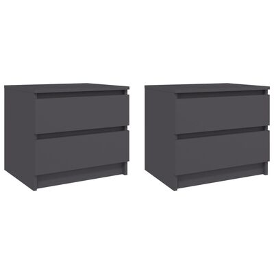 vidaXL Bed Cabinets 2 pcs Grey 50x39x43.5 cm Engineered Wood