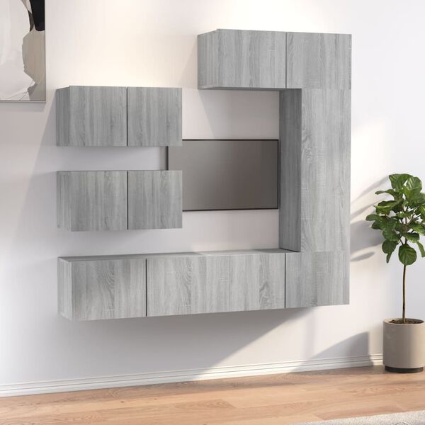 vidaXL 6 Piece TV Cabinet Set Grey Sonoma Engineered Wood