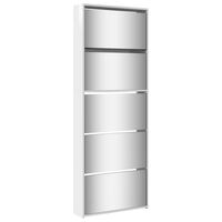 vidaXL Shoe Cabinet with Mirror 5-Layer High Gloss White 63x17x169.5 cm