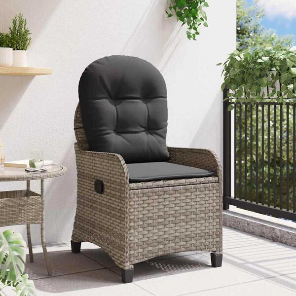 vidaXL Recliner Chair Grey 56 x 66 x 95cm Poly Rattan