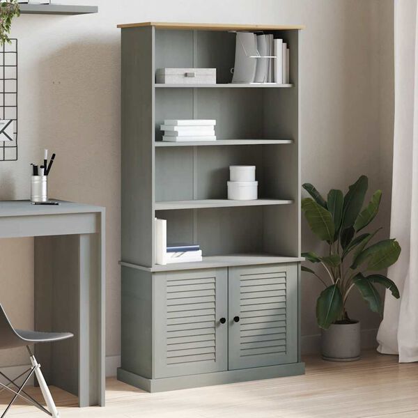 vidaXL Bookcase VIGO Grey 85x35x170 cm Solid Wood Pine