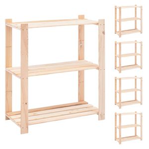 vidaXL 3-Tier Storage Racks 5 pcs 80x38x90 cm Solid Pinewood 150 kg
