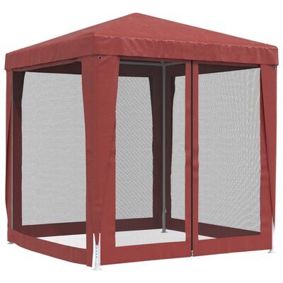 vidaXL Party Tent with 4 Mesh Sidewalls Red 2x2 m HDPE