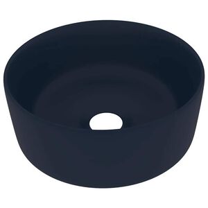 vidaXL Luxury Wash Basin Round Matt Dark Blue 40x15 cm Ceramic