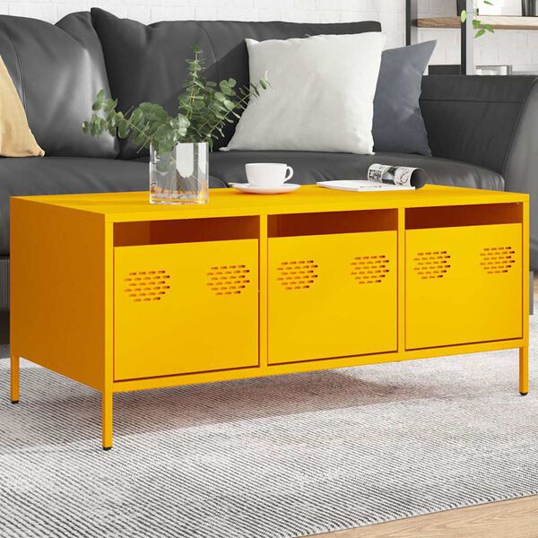 vidaXL Coffee Table Mustard Yellow 101.5x50x43.5 cm Cold-rolled Steel