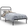 vidaXL Metal Bed Frame without Mattress with Headboard Black 90x200cm