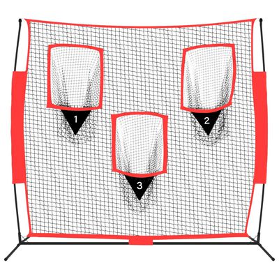 vidaXL Portable Baseball Net Black and Red 183x105x183 cm Polyester