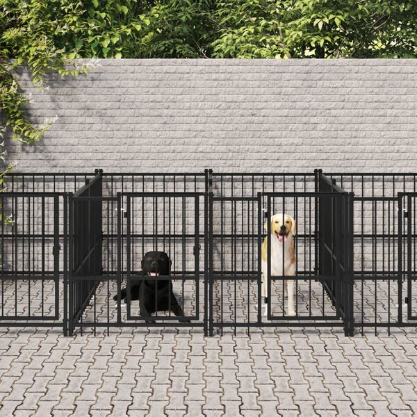 vidaXL Outdoor Dog Kennel Steel 11.26 m&sup2;