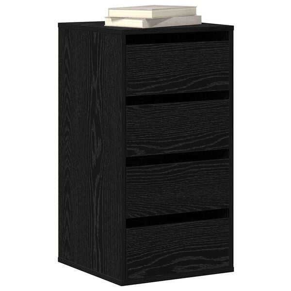 vidaXL Drawer Cabinet Black 40 x 41 x 76 cm Engineered Wood