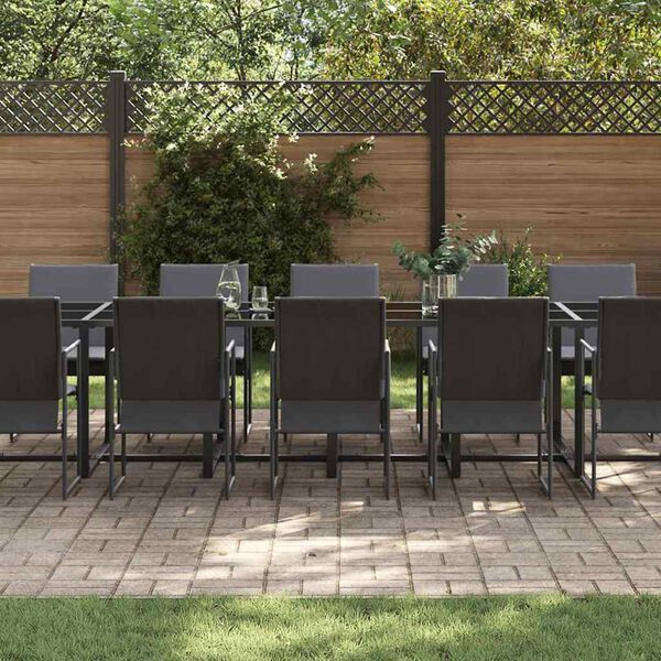 vidaXL Garden Dining Set 13 pcs Black Steel