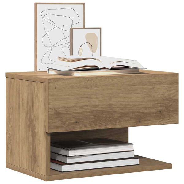 vidaXL Wall-mounted Bedside Cabinet Artisian Oak