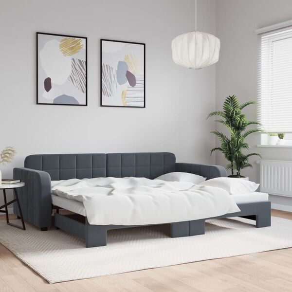 vidaXL Daybed with Trundle without Mattress Dark Grey 90x190 cm Single