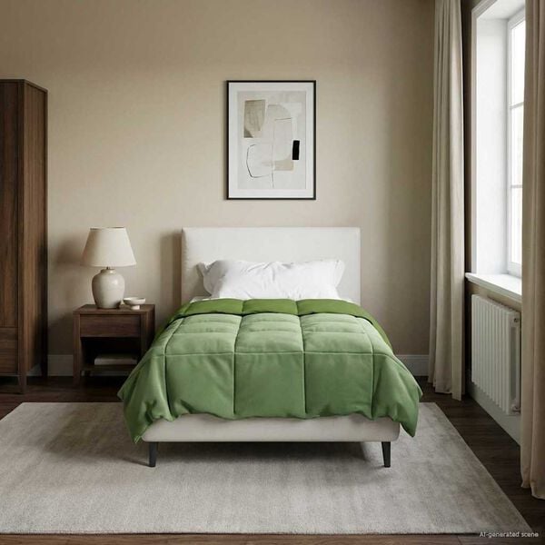 vidaXL Full Year Duvet Quilted Green 155 x 220 cm Microfiber