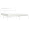 vidaXL Metal Bed Frame without Mattress with Headboard White 200x200cm